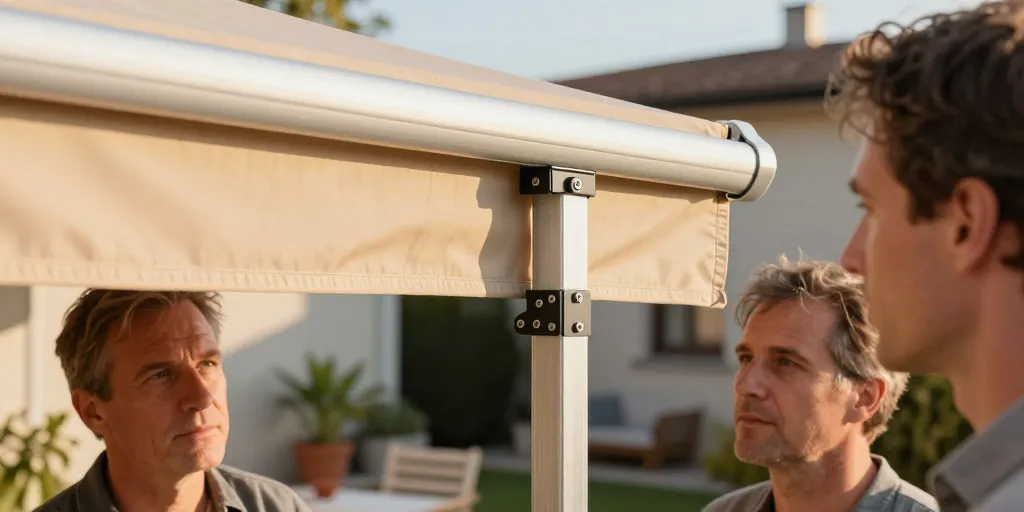 store banne avec poteau